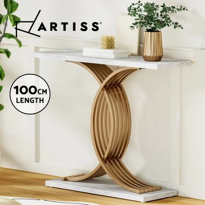 Artiss Console Table Hallway Table Marble Effect Entry Table White Tabletop - image 1 of 4