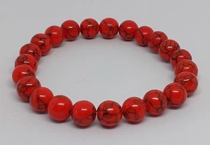 Naturstein Perlenarmband Roter Howlith 8mm Schmucksteinperlen - Bild 1 von 11