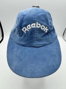 Vintage NWT 80s Reebok Spellout Logo Corduroy Slideback Hat Black White RARE - Picture 1 of 6