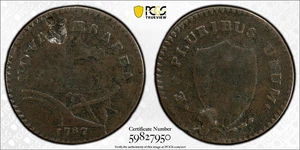 1787 NEW JERSEY 1/2 Penny-Cooper Token Spring Abowe Plow BN PCGS VG-Details - Picture 1 of 4