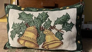 Campanas de Navidad/Mistletoe Acebo Bayas Tapiz Sofá Silla Almohada Vacaciones - Imagen 1 de 11