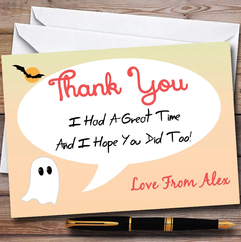 Ghost Personalised Halloween Personalised Halloween Party Thank You Cards - Image 1 of 1