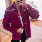 Understated Leather Pink Suede Silver Hardware Embellished Boho Western Jacket S