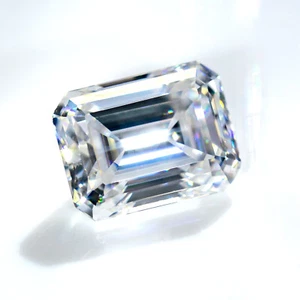 Emerald Real Moissanite Crushed Ice Cut White D Color Loose Gemstone Diamond - Picture 1 of 14