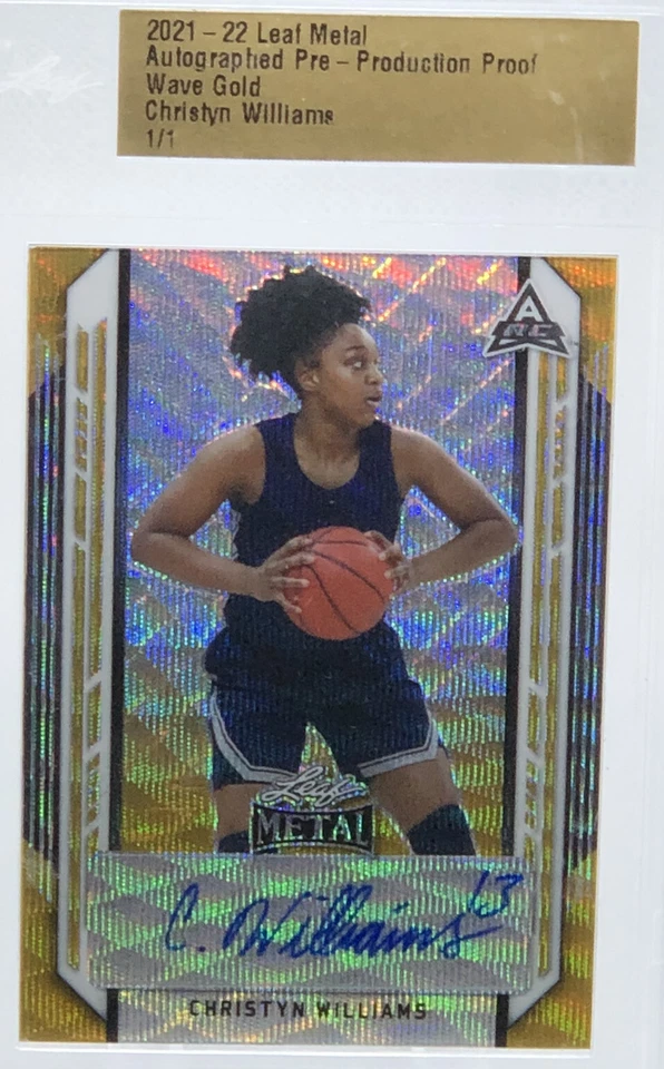 💥CHRISTYN WILLIAMS AUTO ROOKIE💥2021-22 LEAF METAL WAVE GOLD AUTO💥LE #1/1🔥🔥 - Image 1 of 2