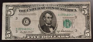 ✰✰ FR-1963-C ✰ STAR NOTE ✰ 1950-B $5 Dollar Bill FRN Philadelphia District ✰✰ - Picture 1 of 2