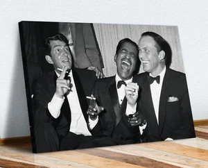 The Rat Pack LONA ARTE DE PARED 30MM IMPRESIÓN ENMARCADA PROFUNDA HOLLYWOOD OBRAS DE ARTE DE PELÍCULAS - Imagen 1 de 3