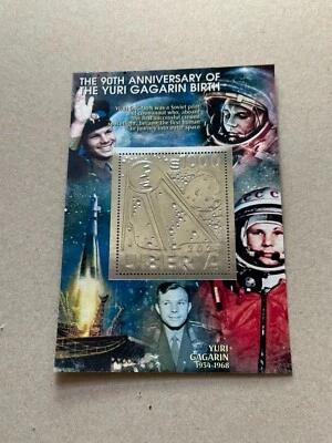 Estampillas. Space Yuri Gagarin Lámina Plata 10 Hojas Perforadas NUEVO AÑO 2024 Foto 1 de 4