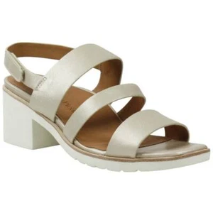 L'Amour Quennell Platino Pearl Leather Slingbacks Block heel comfortable Sandals - Picture 1 of 9