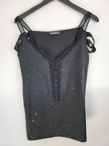 Chic Me Women's Size Small Strappy Sleeve Top Glitter Sparkle Casual - Picture 1 of 5