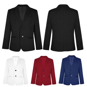 Boys Formal Blazer Long Sleeve Single Breasted Suit Jacket Gentleman Dress Coat - Picture 1 of 40