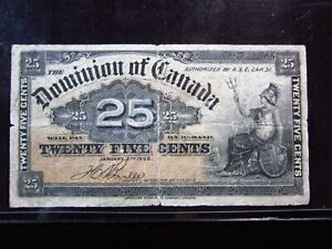 CANADA 25¢ Cents 1900 Dominion Victoria Fractional Currency 1066# Money Banknote