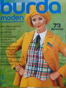 altes Burda Modeheft Ausgabe 1 von 1972 komplett mit Anleitung + Schnittmuster - Bild 1 von 16
