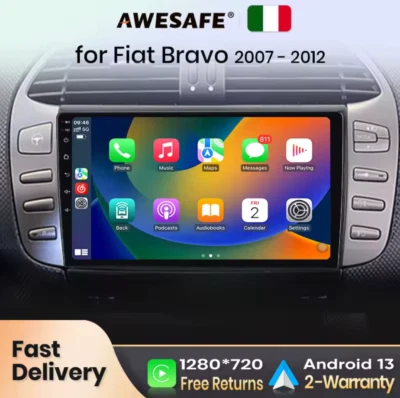 Autoradio Per Fiat Bravo 2007-2012 32GB CarPlay AndroidAuto Wireless WIFI RDS - Immagine 1 di 4