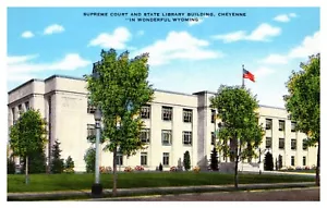 Oberster Gerichtshof Staatsbibliothek Gebäude Cheyenne Wyoming Leinen Postkarte - Bild 1 von 2