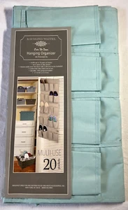 RAYMOND WAITES SHOE ORGANIZER OVER THE DOOR AQUA 20 pocket nip - Picture 1 of 2