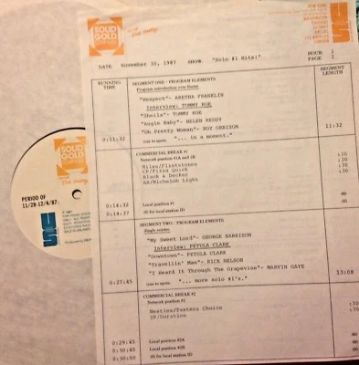 RADIO SHOW:11/30/87 SOLO #1's: GEORGE HARRISON,DON McLEAN,JANIS JOPLIN,TOMMY ROE - Image 1 of 2