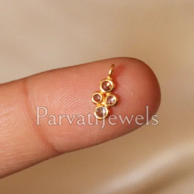 Natural Rose Cut Diamond Charm Solid 18K Gold Christmas Gift Women Charm Pendant - Изображение 1 из 4