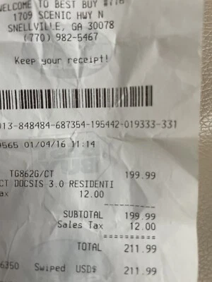 XFINITY CABLE MODEM WIFI ROUTER ARRIS TG862G/CT With Power cord - Image 1 of 4