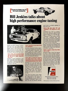BILL JENKINS PRO STOCK DRAG RACING MARCO FILTROS Revista Vintage AD Reimpresión - Imagen 1 de 1