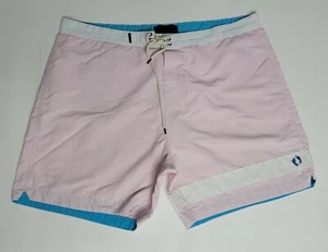 Vintage Hang Ten Gold Short Board Pink Surfing Beachwear, Size 40 - Picture 1 of 9