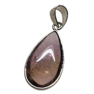 Vintage Anhänger Träne Amethyst Cabochonschliff silberfarben - Bild 1 von 4