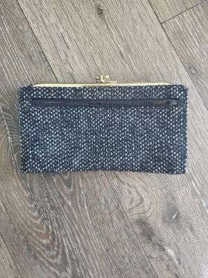 70's Tweed Clutch Wallet Mod Print Black Cream Tweed  - Image 1 of 4