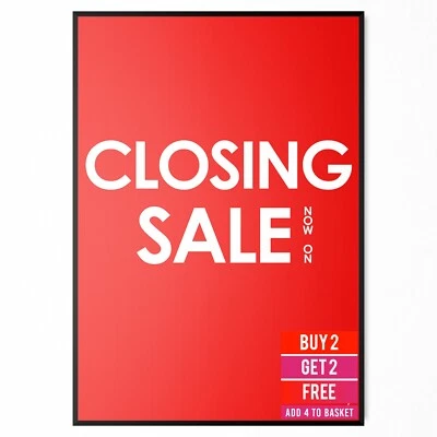 STATIONARY_STATION Shop Sale Advertising Poster Sign Closing Down Sale Poster Window Sign A5-A3