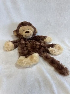 Baby Ganz Flat A Pat Monkey Lovey Plush Security Blanket Brown Sewn Eyes Soft - Picture 1 of 5