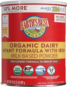 Earth's Best Organic Infant Formula NON-GMO With Iron 32 Oz (2 lb.) EXP 10/2027 - Picture 1 of 6