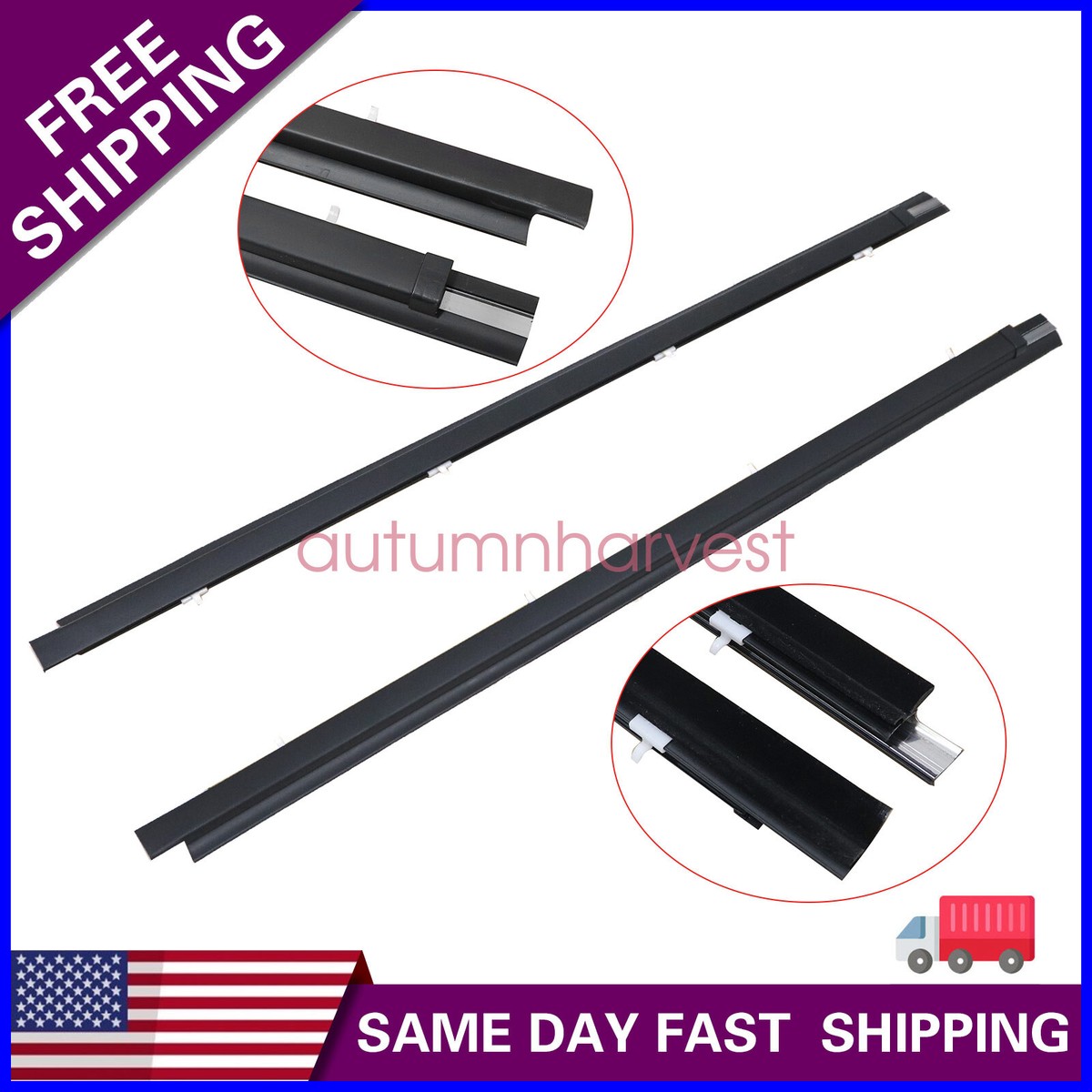 2PCS Outer Front Door Window Belt Weatherstrip Kit For Toyota Tacoma 2000-2004