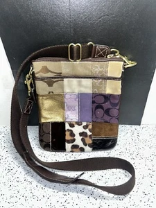 Borsa a mano Coach F10514 patchwork tracolla BoHo 7,5” x 9” piccola usata in ottime condizioni - Foto 1 di 5
