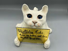 New Winstanley White Cat Size 5 Glass Blue Eyes Signed