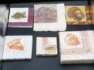 Vtg. Mix Lot Paper Napkins Fall/Thanksgiving Theme Turkey/Pumpkin Pie/Cornucopia - Picture 1 of 24