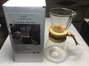LEPOP Macchina da caffè fatta a mano in vetro borosilicato 3 tazze - Foto 1 di 4