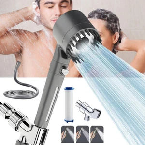 Shower Head High Pressure 4 Modes Spray Handheld Shower Heads Combo with Hose - Picture 1 of 11