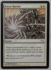 MAGIC THE GATHERING MTG 2003 MIRRODIN WHITE RAZOR BARRIER INSTANT CARD