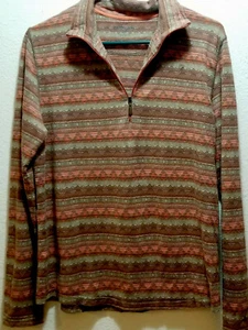 Woolrich donna Tanya taglia grande stampa sud-ovest design 1/4 zip marrone e oliva - Foto 1 di 12