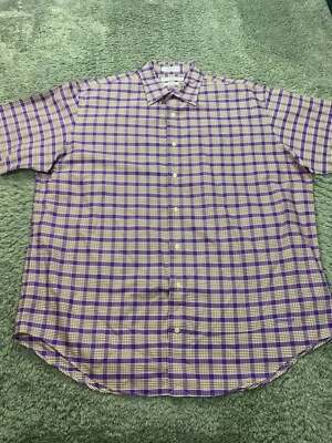 Camisa Daniel Cremieux Para Hombres XL Púrpura Madrás Tela Italiana A Cuadros Con Botones Foto 1 de 4