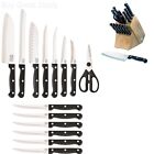 Kitchen Knife Set Wood Block Steak Knives Stainless Steel 15 Pc Chicago Cutlery