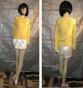 SONOMA Woman Teen bright yellow cable knit sweater-blouse long sleeve Petite M - Picture 1 of 5