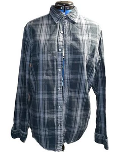 Banana Republic Mens Shirt Medium blue plaid button down - Picture 1 of 5