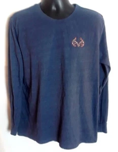 Real Tree by Staghorn Creek Mens Long Sleeve T-Shirt Blue Flag Logo Graphic Sz L - Picture 1 of 8