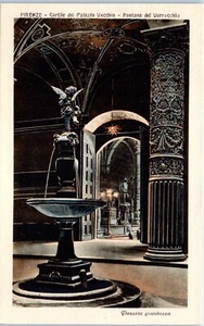 Courtyard of Palazzo Vecchio Verrocchio Fountain, Florence, Italy Art Postcard - Picture 1 of 2