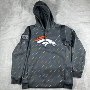Denver Broncos Sweatshirt Mens Medium Nike NFL On Field Crucial Catch Hoodie - Picture 1 of 11