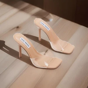 STEVE MADDEN Signal Clear Peep Toe Stiletto Heels Sexy Women’s Sz 8.5 - Picture 1 of 18