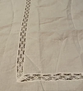 Waterford weiß 55 % Leinen 45 % Baumwolle Tischdecke 62”x116” wunderschön! - Bild 1 von 6