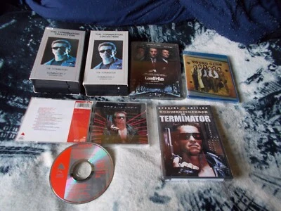 4 VHS, 2 DVD, Blu-ray, & 1984 CD-Soundtrack, 3 NEW, Terminator 1 & 2, Goodfellas - Image 1 of 4