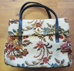 Vtg., JR, Multi-color, Floral Fabric, Organizer, Satchel Handbag (1976) - Picture 1 of 10