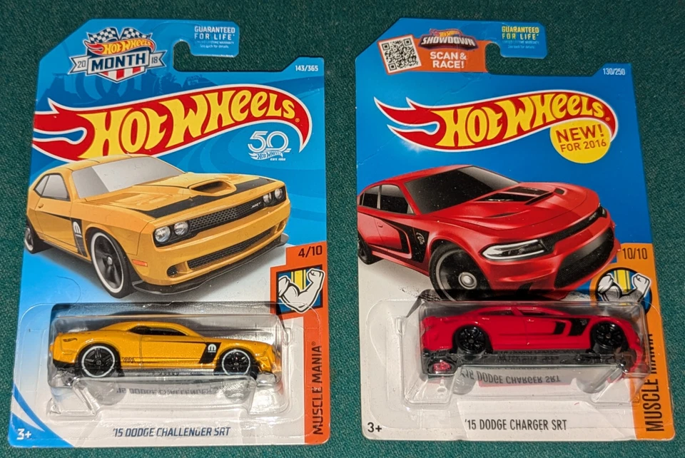 Dodge Charger SRT Hellcat 2016 Hot Wheels Muscle Mania '15 rojo Challenger amarillo Foto 1 de 1